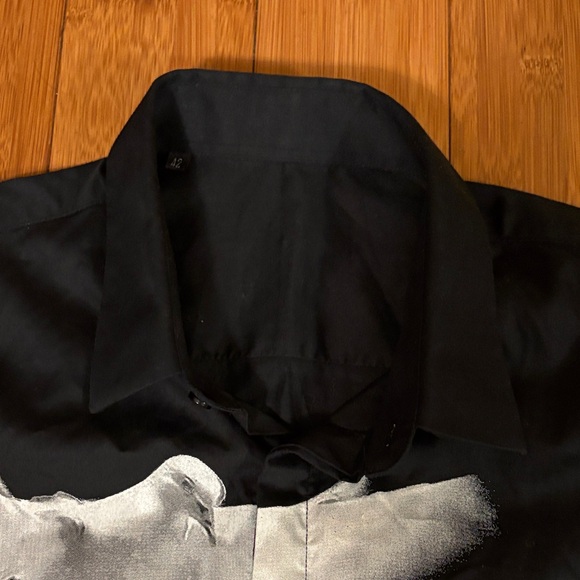 Fancy Shirt Men's Black Dress Shirt with Dove Print 42 ( L) - Picture 2 of 6